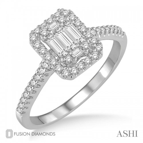 Ashi 5/8 CT Emerald Diamond Fusion Ring